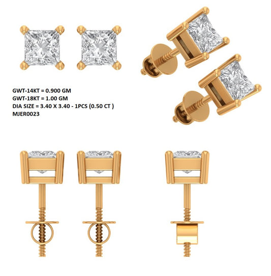 Lab grown CVD diamond Stud Earrings 1 carat Each