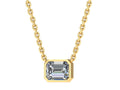 1Ct CVD Emerald Cut Diamond Bezel Pendant Necklace